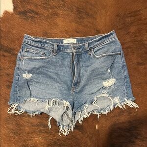 Abercrombie & Fitch Blue Jean Shorts Distressed High-Waisted